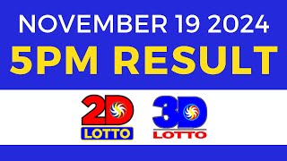 5pm Lotto Result Today November 19 2024  PCSO Swertres Ez2 [upl. by Branca]