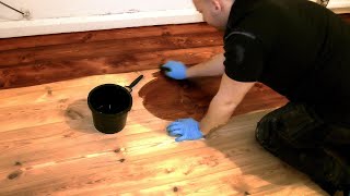 How to Stain a Wooden Floor pro method for DIY [upl. by Auhsej]