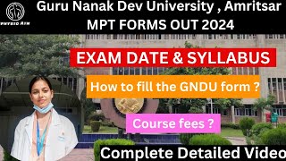 GNDU MPT form out 2024  MPT government University forms out  GNDU MPT exam date  Poornima Sharma [upl. by Enenej241]