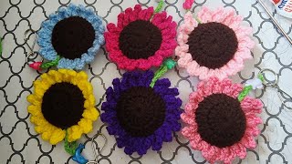 Llaveros de Girasol 🌻 a crochet Rápido y fácil de tejer [upl. by Mutua]