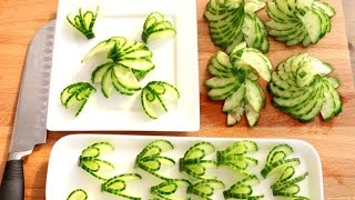 【 黃瓜簡單作盤飾 】 HOW TO QUICKLY CUT AND SERVE A CUCUMBER [upl. by Arrat]