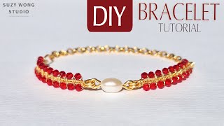 Red Spinel Wire Wrap Bracelet Tutorial Easy Bracelet DIY Bangle DIY Jewelry How to make [upl. by Yro]