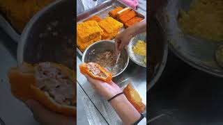 video preparation to make cheese sausage and mashed eggs bread [upl. by Aramit]