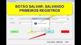 Controle de Estoque com Excel  Botão Salvar Dados de Entrada de Produtos  Aula 04 [upl. by Etnovert]