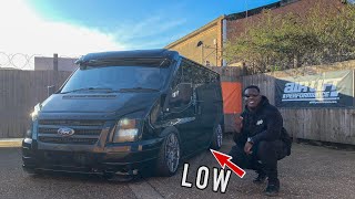 MY FORD TRANSIT GETS LOWERED ON AIR RIDE SUSPENSION SLAMMED [upl. by Yhtomot]