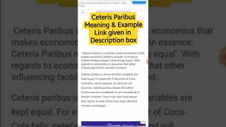 Ceteris Paribus  Lets Learn the Terms Series Economics shorts [upl. by Attenahs]