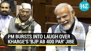 Modi Ka Aashirwad PM Laughs As Kharge Taunts BJP MPs In Rajya Sabha Says Abki Baar 400 Par [upl. by Tisman703]