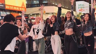 kpop in public times square MEOVV 미야오  MEOW DANCE COVER  one take fancam ver [upl. by Maretz830]