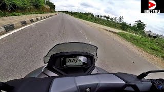 Suzuki Burgman Street 125 Top Speed Braking Test High Speed Stability [upl. by Francesca]