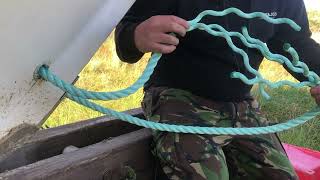 Splicing 3 strand polysteel rope for the bow of the boat and an elasticated hook Sea fishing beach [upl. by Spear253]