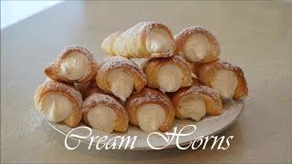 Cornet Pie Puff Pastry Cream Horns Recipe [upl. by Buehler]