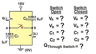 Physics 39 Capacitors 28 of 37 Find V and C in a DC Circuit with a Switch [upl. by Nydnarb]