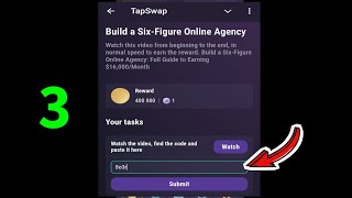 Build A SixFigure Online Agen  TapSwap Video Code  8 November TapSwap Youtube Video Code [upl. by Norri]