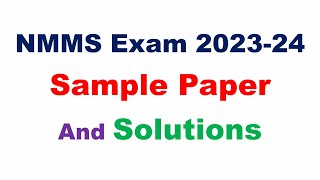 NMMS Exam Paper 2023  n m m s exam question paper 2023 8th [upl. by Naimerej]