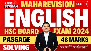 ENGLISH ONE SHOT MAHAREVISION LEC 2 PASSAGE SOLVINGHSC BOARD EXAM 2024 MAHARASHTRA  Dinesh Sir [upl. by Millman]