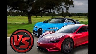 Tesla Roadster Vs Bugatti Chiron [upl. by Enelrahs]