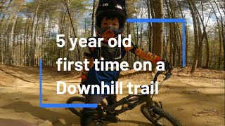 5 year old first time on a MTB Downhill Trail in Kanuga Bike Park [upl. by Maletta607]