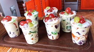 Postre navideño con 4 ingredientes GELATINA CON CREMA ensalada frutal de gelatina [upl. by Tekcirc]