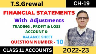 FINANCIAL STATEMENTS WITH ADJUSTMENTS Chapter19 TSgrewal Solution Questionno10 Class11 [upl. by Ytirahs]