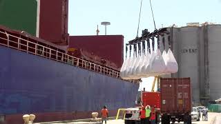 Teeters stevedores unload super sacks with new equipment [upl. by Kai]