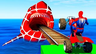 الأبطال الخارقين يركبون الأنابيب الحديدية ويسقطون ع  Superheroes ride iron pipes and fall to sharks [upl. by Kalmick]