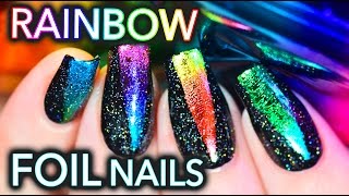 EASY Rainbow foil nail art with HOLO [upl. by Aevin]