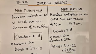 Cirkelns omkrets med diameter och med radien [upl. by Laud]