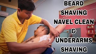 BEARD SHAVING NAVEL CLEAN AND UNDERARMS SHAVING  MASTER DEBA  RAFIK [upl. by Remas]