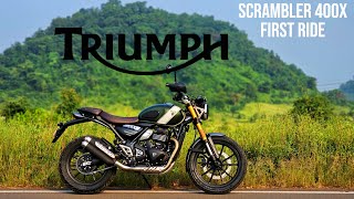 Triumph Scrambler 400X First Ride Review  Speed vs Scrambler Differences  Two Colors Feature [upl. by Coryden]