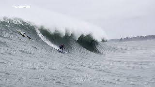 Surfers head to Bay Areas legendary Mavericks as powerful waves expected [upl. by Keelia182]