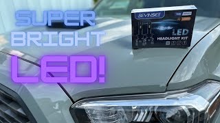 Bevinsee LED Headlight Kit InstallTest  SUPER BRIGHT [upl. by Enitsrik]