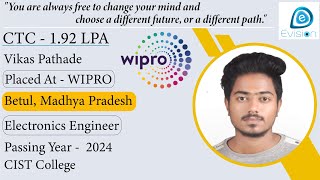 Congrats Vikas Pathade  Selected in WIPRO  192 LPA  Electronics Engineer PoY 2024 Betul MP [upl. by Cynthia]