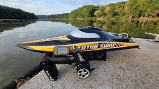 Best beginner RC boat Volantex Rc 7984 Vector SR80 first look wspeed test 403mph [upl. by Enyaht]