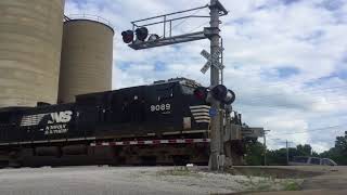 GONE USampS Teardrop Bell NS Mixed Freight Train  5th Street Illiopolis Illinois [upl. by Ahsienot77]