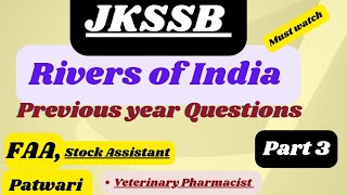 Rivers of India  MCQs  PYQs imp jkssb viral part solved [upl. by Sinnaoi]