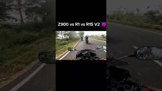 Z900 vs R1 vs R15 V2 😈 viral viralvideo shortvideos [upl. by Seidnac668]