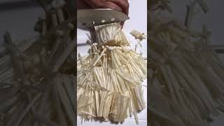 Cutting Flammulina Filiformis Enoki Mushrooms in Japanese enoki enokitake shorts youtubeshorts [upl. by Banyaz654]