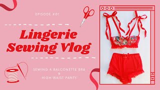 Studio Vlog 01 ♡ Cutting and sewing a zero waste Balconette Bra and High Waist Panty [upl. by Aizirk]