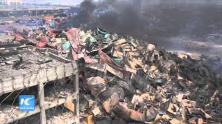 Drone footage shows aftermath of Tianjin explosions [upl. by Nuahs]