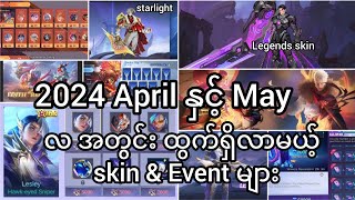 Player တွေစောင့်မျှော်နေတဲ့ Skin amp Events 2024 April နှင့် May အတွင်းထွက်ရှိလာမယ့် အရာများ [upl. by Helbonna910]