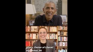 Literatis owner Hilary Gustafson interviews President Obama [upl. by Ozen69]