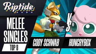 Cody Schwab Fox vs Hungrybox Jigglypuff  Riptide 2024  Melee Singles  Losers Semis [upl. by Leirej]