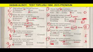 INGILIS DILI TEST TOPLUSU 1994  2015 THE PRONOUN 21  30 [upl. by Neellok]