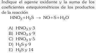 REACCIONES REDOXAGENTE OXIDANTE Y REDUCTOR PREGUNTA RESUELTA EXAMENADMISION SAN MARCOS [upl. by Leemaj]