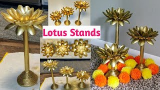 DIY Lotus Stands For Housewarming Decoration  DIY Candle Diya Holder  Festival Decoration Ideas [upl. by Esiuol]