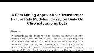 A Data Mining Approach for Transformer Failure Rate Modeling Based on Daily Oil Chromatographic Data [upl. by Clarhe]