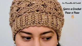 GORRO A CROCHET tejido paso a paso para mujer [upl. by Latoya]