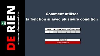 comment utiliser la fonction si avec plusieurs condition  Tutoriel Excel  DE RIEN [upl. by Nus485]