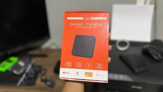 Unboxing Smart TV Box Q1  O Android TV com o Melhor Custo benefício e Controle por Voz [upl. by Fanchet]