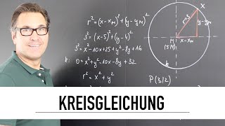 Kreisgleichung in Koordinatenform  nichtlineare analytische Geometrie in der Ebene  Mittelpunkt [upl. by Ydissac426]